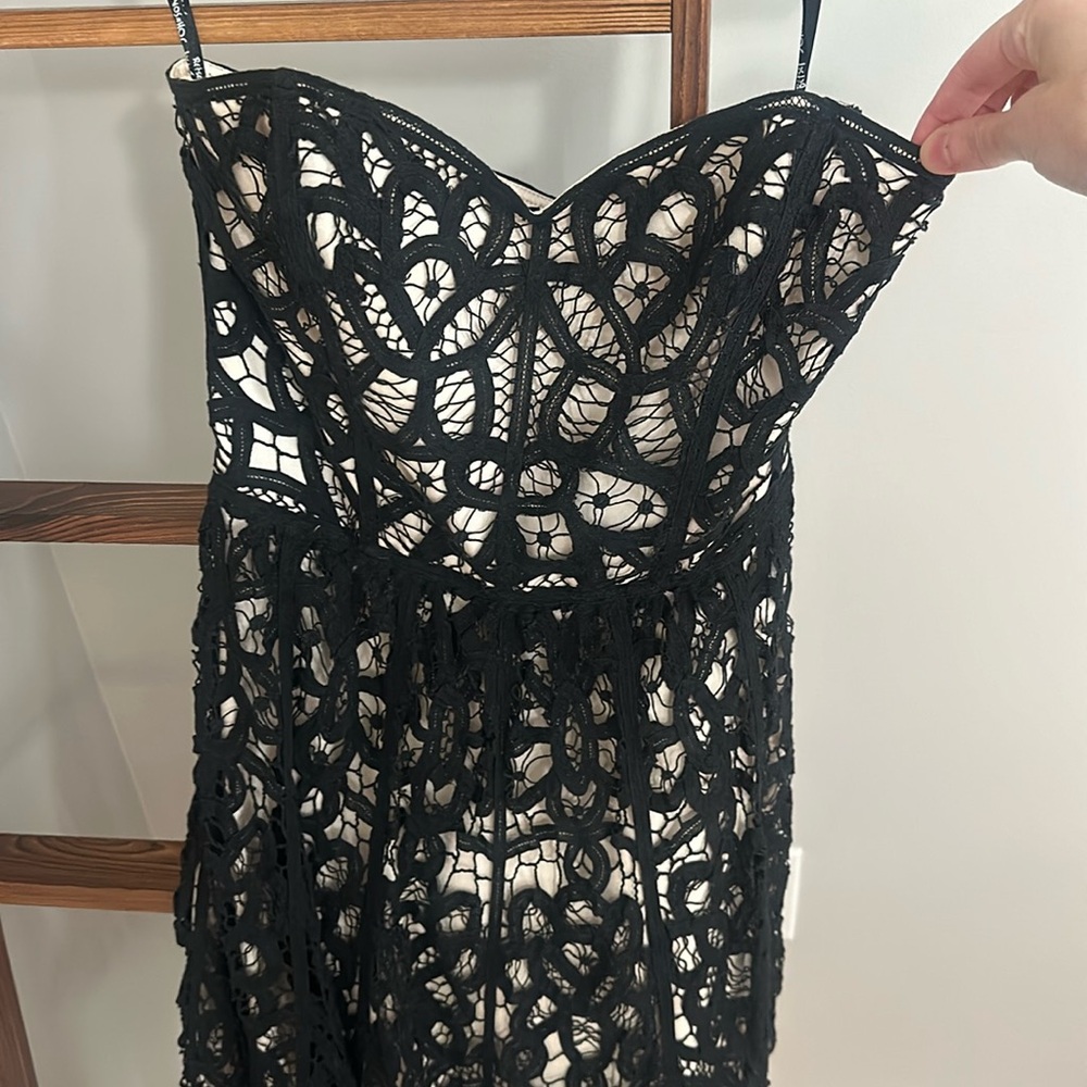 Black and cream cocktail dress